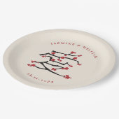 愛中国の赤さくらんぼ婚約 ペーパープレート (アングル)