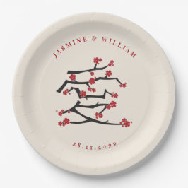 愛中国の赤さくらんぼ婚約 ペーパープレート