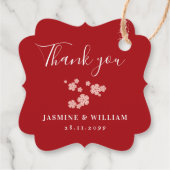 愛中国の赤さくらんぼ花婚約Fav フェイバータグ (裏面)