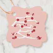 愛中国の赤さくらんぼ花婚約Fav フェイバータグ (正面)