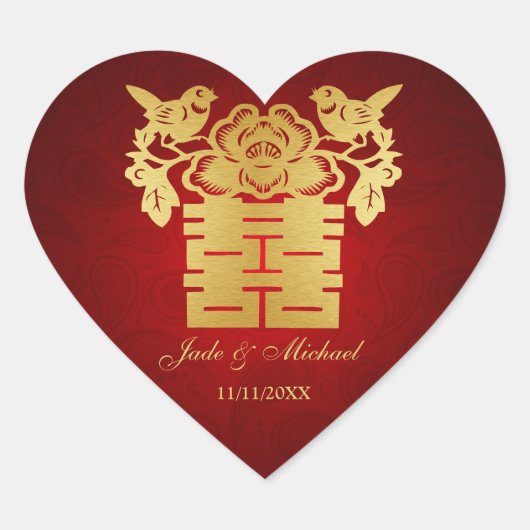 愛中国のBIrdsダブル幸福結婚ズ ハートシール (正面)