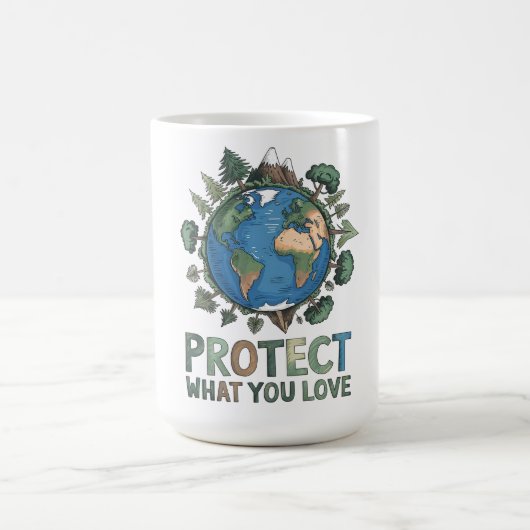 愛保護しること» Environmental Earthデザイン コーヒーマグカップ (中央)