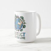 愛保護しること» Environmental Earthデザイン コーヒーマグカップ (正面右)