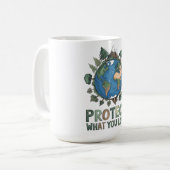 愛保護しること» Environmental Earthデザイン コーヒーマグカップ (正面左)