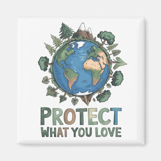 愛保護しること» Environmental Earthデザイン マグネット (正面)