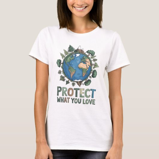 愛保護しること» Environmental Earthデザイン Tシャツ (正面)