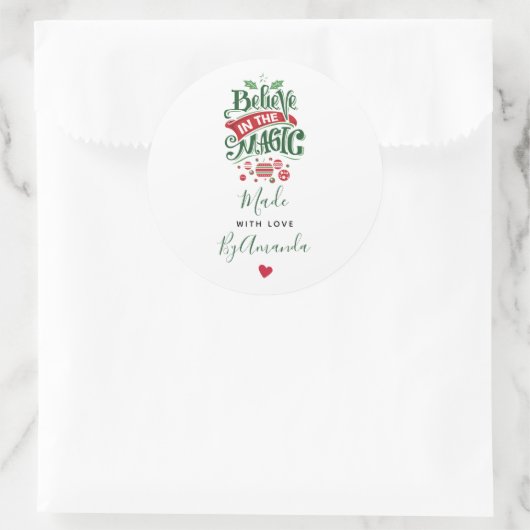 愛信じで作られた魔法のクリスマス ラウンドシール (バッグ)