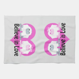 愛信じで!キュートなイェティス キッチンタオル