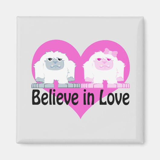 愛信じで!キュートなイェティス マグネット (正面)