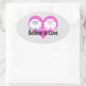 愛信じで!キュートなイェティス 楕円形シール (バッグ)