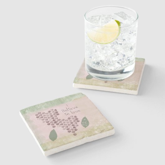 愛信じのハート ストーンコースター (横)