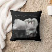 愛写真の白黒クッションの白鳥 クッション (ブランケット)
