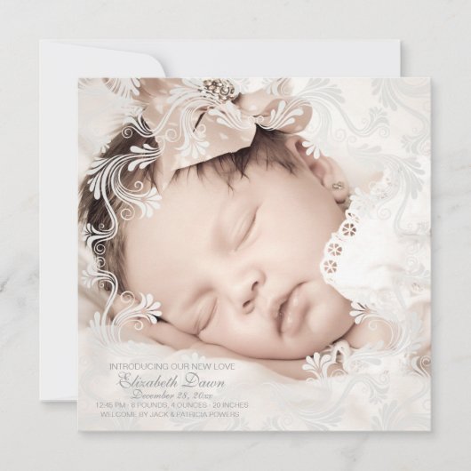 愛写真の誕生の発表の円 案内状 (正面)