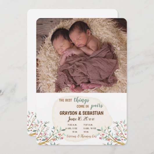 愛写真の誕生の発表の枝 案内状 (正面/裏面)