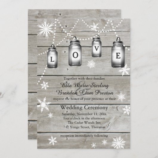 愛冬の納屋の結婚式の招待状 招待状 (正面/裏面)