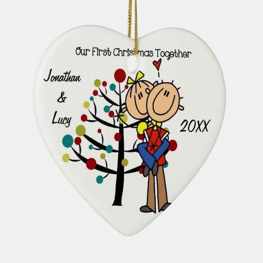 愛初めてのクリスマスのカップルは一緒に飾ります セラミックオーナメント (右)