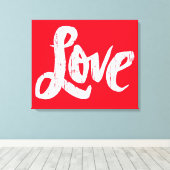 愛動揺してレタリング書道レッドホワイト キャンバスプリント (インサイチュ (ウッドフロア))