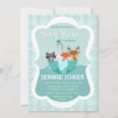 愛動物のベビーシャワーの招待状とあふれられる 招待状 (正面)