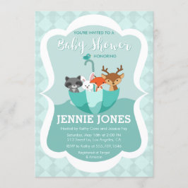 愛動物のベビーシャワーの招待状とあふれられる 招待状