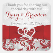 愛包まれた入会ハートのステッ結婚カー3 スクエアシール (正面)