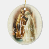 愛原稿は|の結婚の花嫁の新郎の上にありました セラミックオーナメント (左)