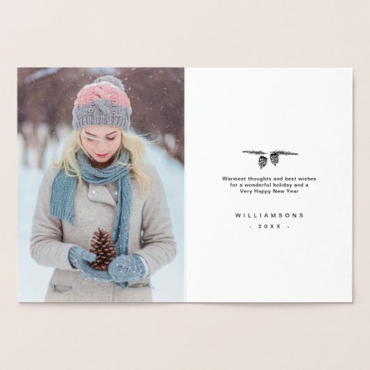 愛及び喜びのエレガントな冬のクリスマスの家族写真 箔カード (内部)