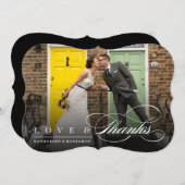 愛及び感謝のクラシックな原稿の写真のモダンな結婚式 サンキューカード (正面/裏面)