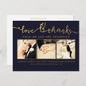 愛及び感謝の原稿の写真を結婚する海軍金ゴールド ポストカード (正面/裏面)