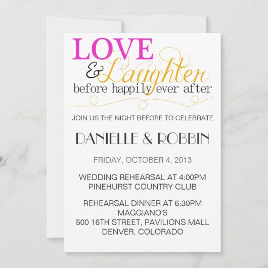 愛及び笑い声のリハーサルの招待状 招待状 (正面)