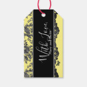 愛名前をカスタムするレース付きイエローギフトラベル ギフトタグ (正面)