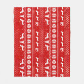 愛喜びの平和ウインナーはクリスマスパターンの後をつけます フリースブランケット (正面)