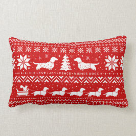 愛喜びの平和ウインナーはクリスマスパターンの後をつけます ランバークッション