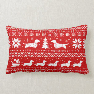 愛喜びの平和ウインナーはクリスマスパターンの後をつけます ランバークッション