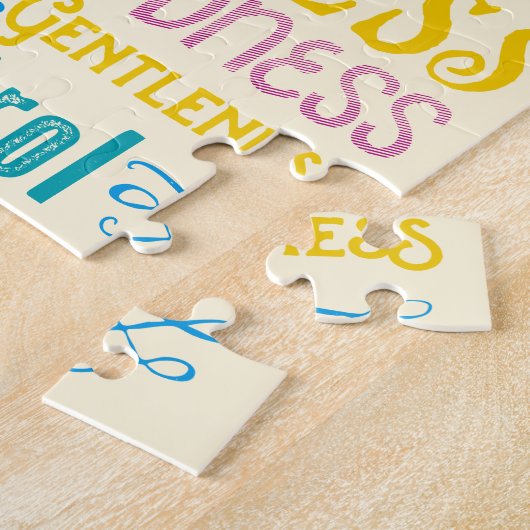 愛喜びの平和親切さの長所のタイポグラフィの芸術 ジグソーパズル (側面)