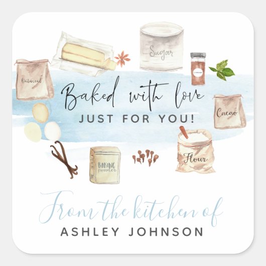 愛図解入りの、写真付きのの水焼いた色 スクエアシール (正面)