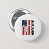 愛国おじいちゃん応援ビンテージ フラッグTシャツデザイン 缶バッジ (正面&裏面)