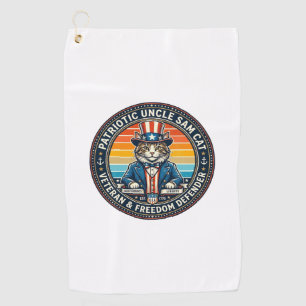愛国おじさんサムネコのレトロな夕焼けTシャツ (2)_1 ゴルフタオル