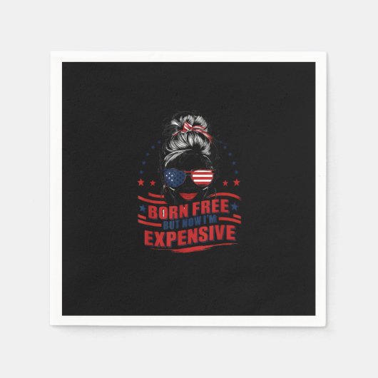 愛国おもしろい人生まれ自由だが今は金を使う スタンダードカクテルナプキン (正面)