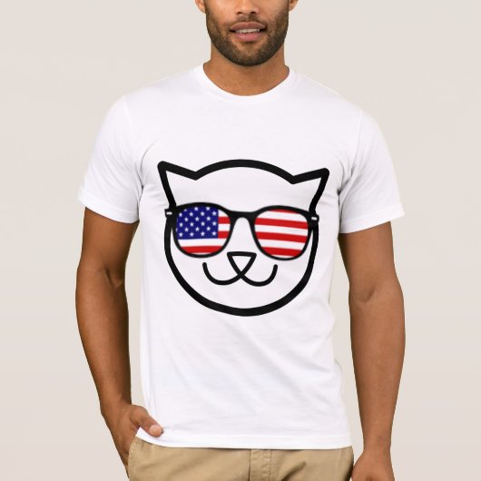 愛国おもしろい猫Tシャツ Tシャツ (正面)