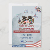 愛国おもしろい的なアライグマBBQと花火 招待状 (正面)