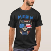 愛国おもしろい的なニャーキャット7月4日 Tシャツ (正面)