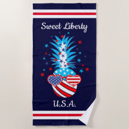 愛国おもしろい的パイナップル ビーチタオル