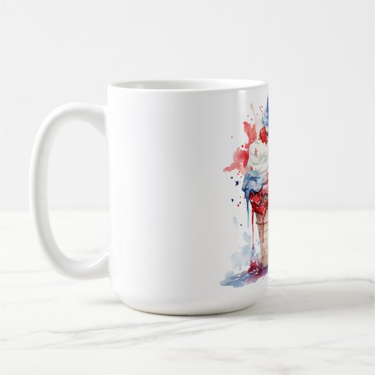 愛国のアイスTシャツ7月4日 コーヒーマグカップ (左)