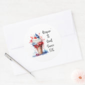 愛国のアイスTシャツ7月4日 ラウンドシール (封筒)