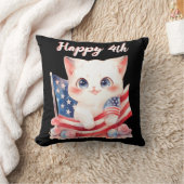 愛国の子猫7月4日ハッピー4カスタム日 クッション (ブランケット)