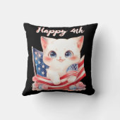 愛国の子猫7月4日ハッピー4カスタム日 クッション (裏面)