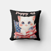 愛国の子猫7月4日ハッピー4カスタム日 クッション (正面)