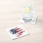 愛国の平和の花7月4日バーベキュー スクエアペーパーコースター (インサイチュ)