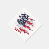 愛国の平和の花7月4日バーベキュー スタンダードカクテルナプキン (角)