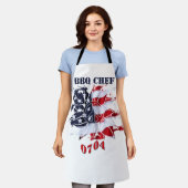 愛国の平和の花7月BBQパーティー エプロン (着用した状態)